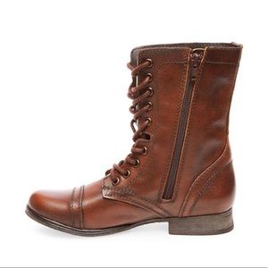 Steve Madden Troopa Brown Leather Combat Boots